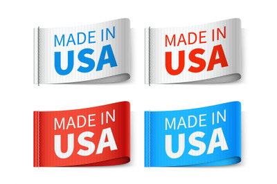 Made in usa textile tags&2C; fashion label vector set