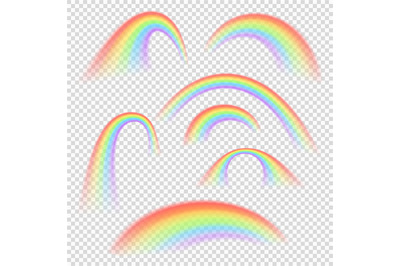 Different rainbow light shapes isolated vector collection