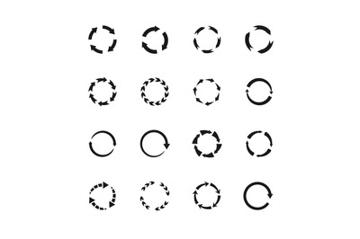 Round motion arrow vector symbols. Circle arrows icons