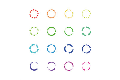 Color circle reload arrows vector icons. Round arrow elements