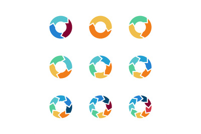 Circle arrows vector elements for process infographics with steps