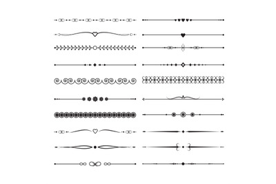 Vintage calligraphic dividers. Handmade wedding vector decoration
