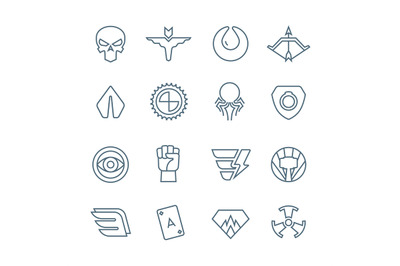 Superhero line vector icons