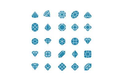 Diamond abstract icons. Expensive jewelry vector symbols