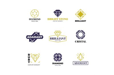 Diamond logost. Abstract luxury vector labels with sparkle brilliant