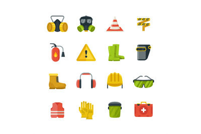 Personal protective equipment for safety and security work flat vector