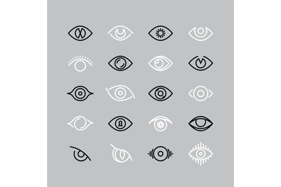 Human eye line icons. Eyesight vector outline pictograms