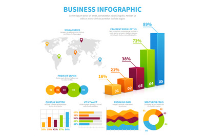 Business infographic vector template with 3d chart, graphs and diagram