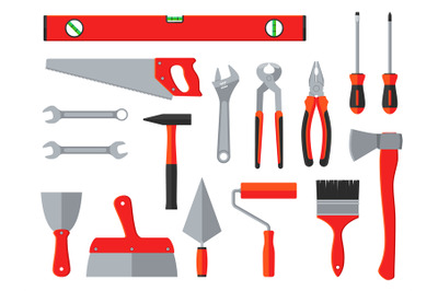 Repair and construction vector tools. Household toolbox