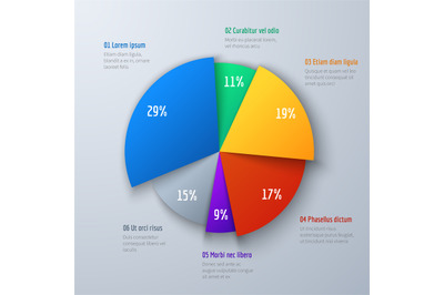 Business 3d pie info chart for presentation and office work. Infograph