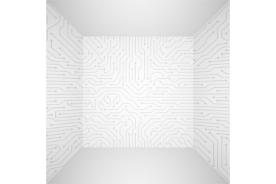 Abstract modern white technology 3d vector background with circuit boa