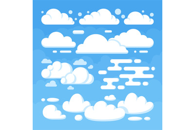 Beautiful flat white clouds on blue sky background