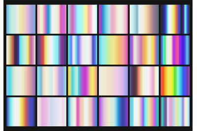 Rainbow metallic gradients with holographic colors vector templates