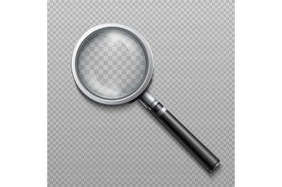 Vector realistic loupe, magnifying glass scientific tool isolated