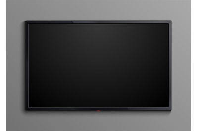 Realistic black television screen isolated. 3d blank led monitor displ