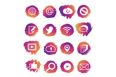 Bright social media and network vector icons set