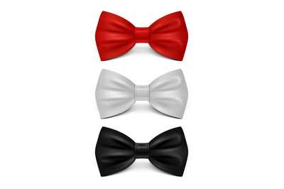 Realistic bows isolated on white background - classic bow tie set