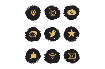 Social media and network grunge icons