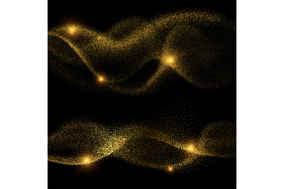 Abstract golden shiny smokey wave vectors