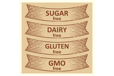 Vintage style gluten free, sugar free, dairy free banners design