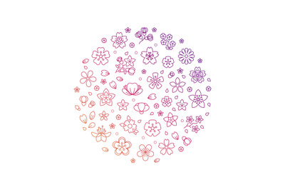 Blossom flowers thin line icons