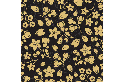 Fashion golden flowers seamless pattern design