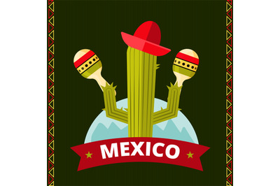 Funny mexican cactus poster design