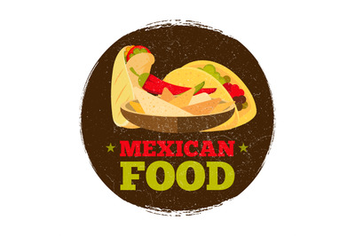 Grunge mexican food logo or badge