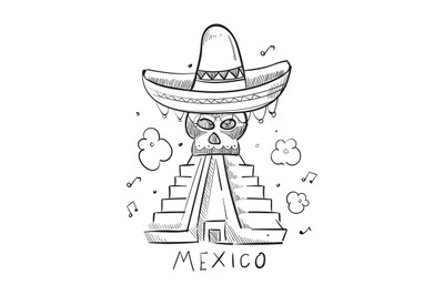 Hand drawn mexico style print design