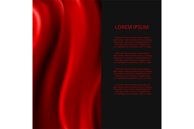 Realistic red silk fabric abstract banner design