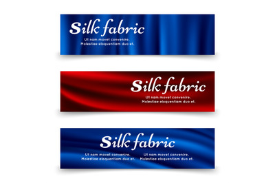 Blue and red silk fabric banners template