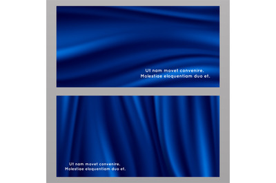 Blue silk fabric banners templates