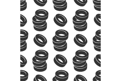 Grey tires seamless pattern. Car tire texture