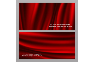 Horizontal and vertical red silk fabric banners