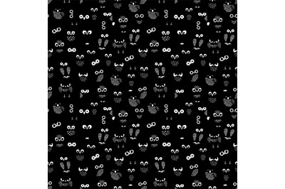 Owl eyes and wings seamless pattern