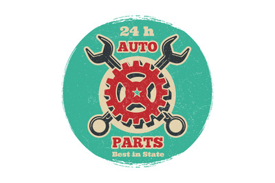 Vintage road vehicle repair service logo design. Grunge car service ba