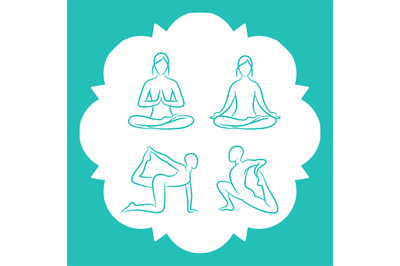 Hand drawn yoga poses vector line