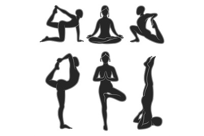 Popular yoga pilates silhouette set