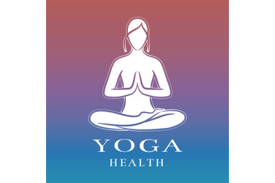 Yoga health training logo with female meditation element