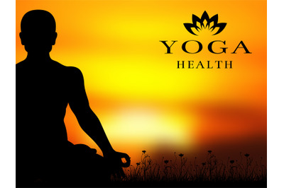 Yoga meditation silhouette vector background