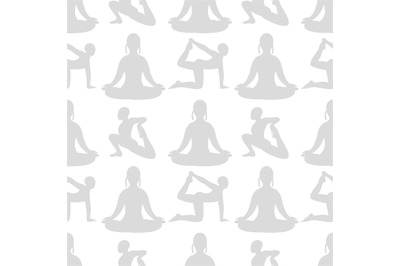 Female yoga silhouettes seamless pattern