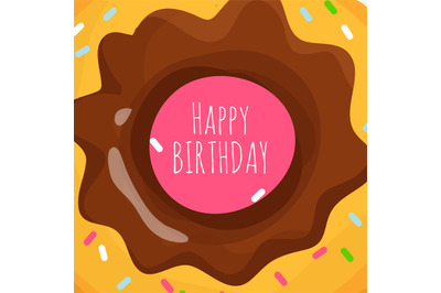 Happy Birthday background with sweet cartoon donut