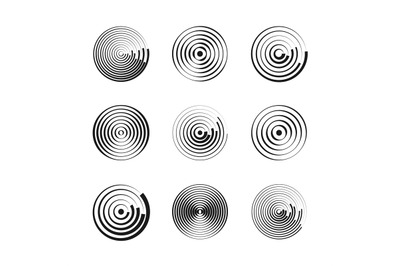 Concentric circles abstract geometric vector patterns. Circular shapes