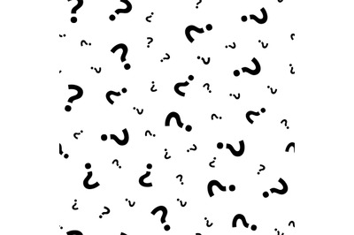 Question mark grunge seamless pattern. Query marks random vector repea