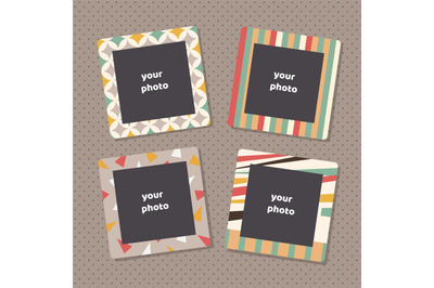 Creative photo frames with art texture. Decorative picture frame borde