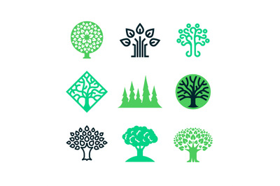 Green nature tree logo. Eco education vector concept