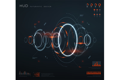 Futuristic virtual hud interface. Technology digital screen with contr