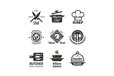 Cooking master classes labels. Restaurant or cafe menu emblems. Chef v