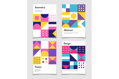 Vintage swiss graphic, geometric bauhaus shapes. Vector posters in min