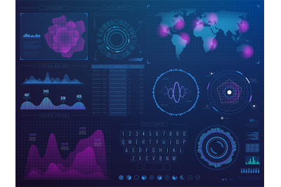 Futuristic hud interface. Science future tech vector ui with infograph